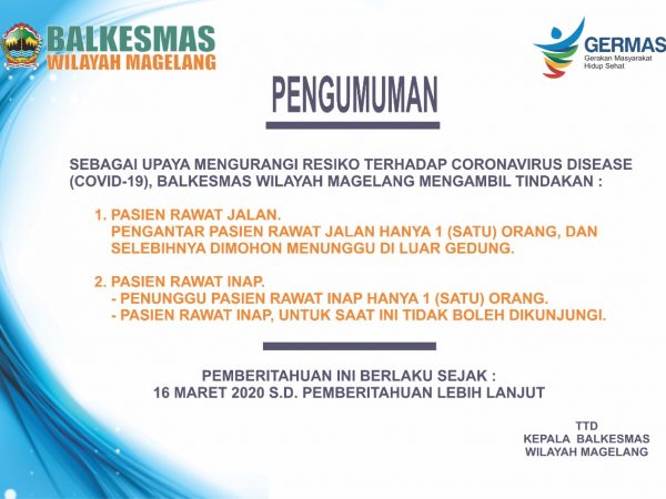 PENGUMUMAN PELAYANAN BALKESMAS MAGELANG